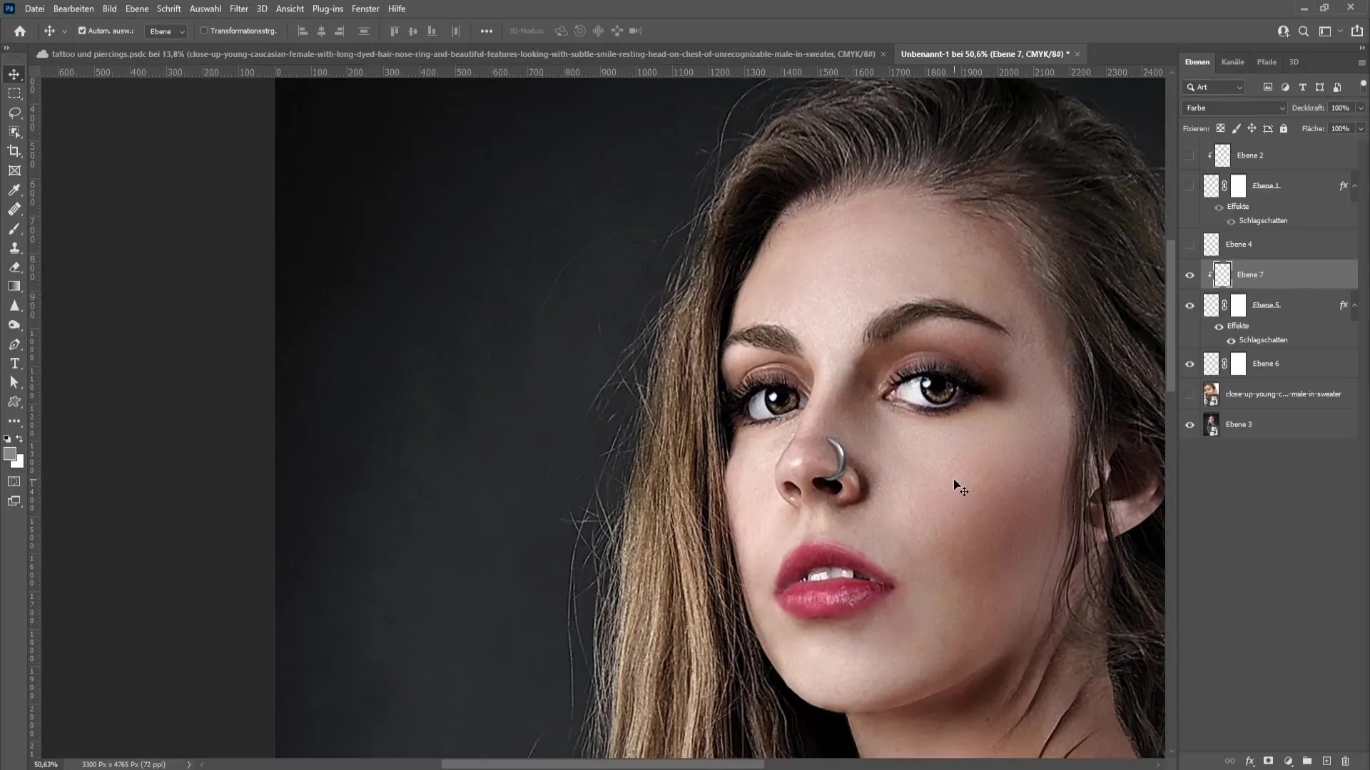 This is how you realistically add a piercing in Photoshop