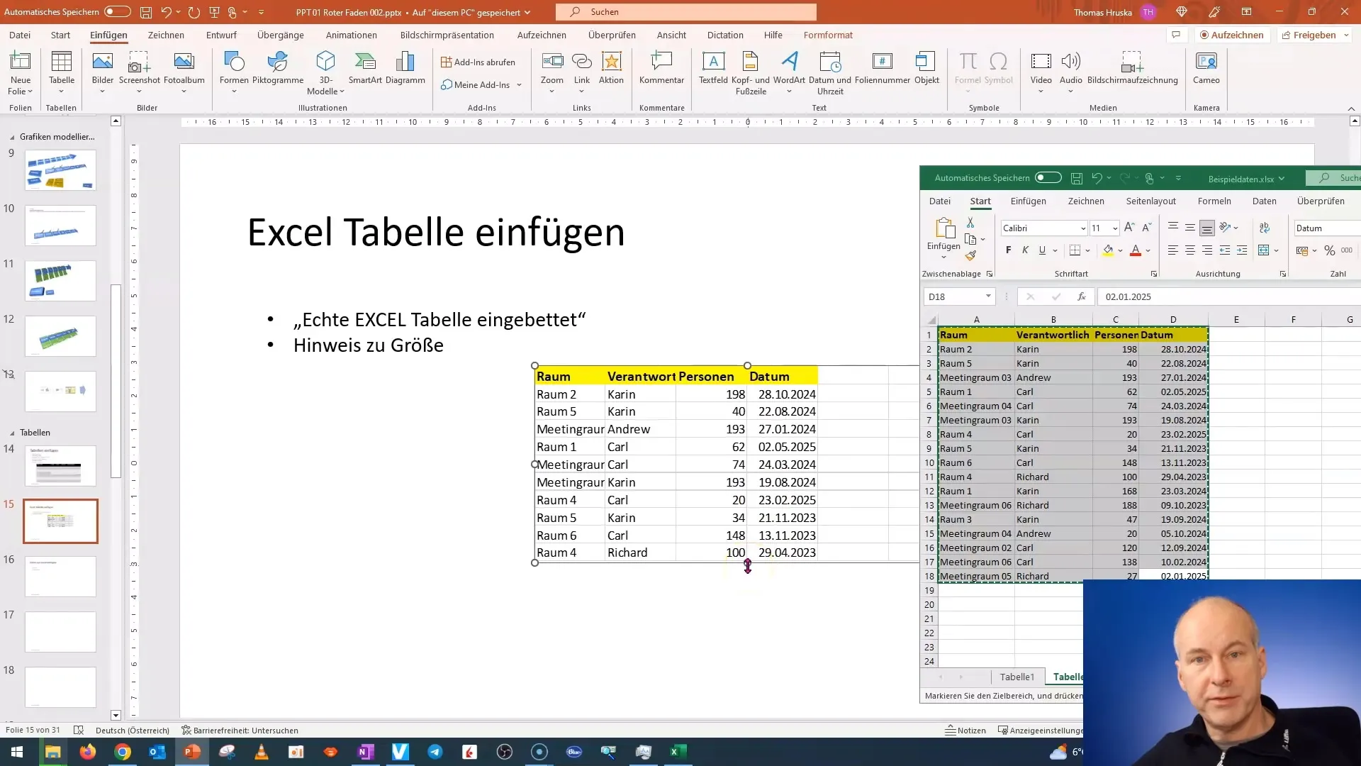 Insert and edit Excel tables in PowerPoint effectively