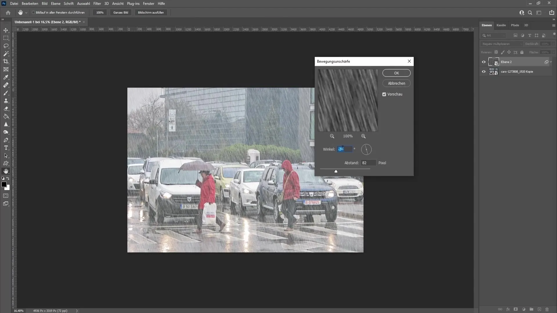 Create realistic rain overlay in Photoshop