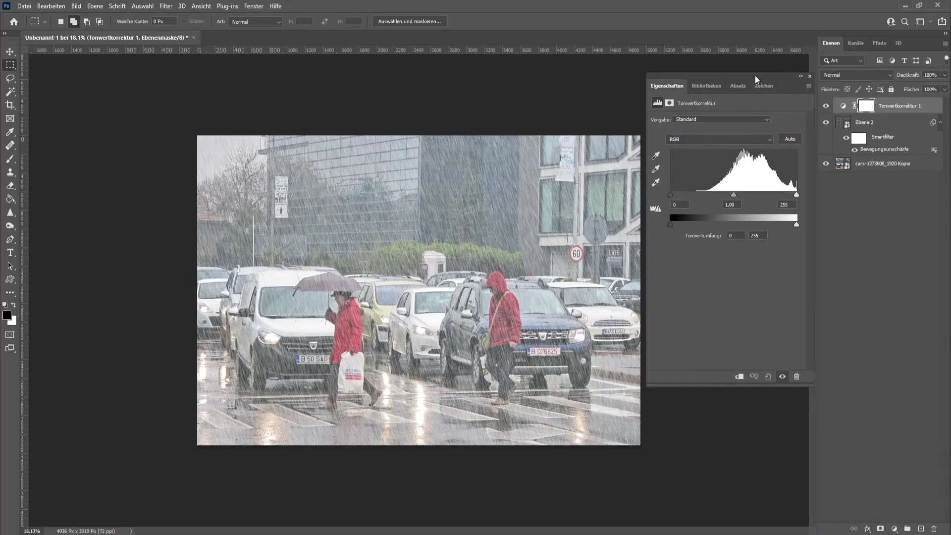 Create a realistic rain overlay in Photoshop