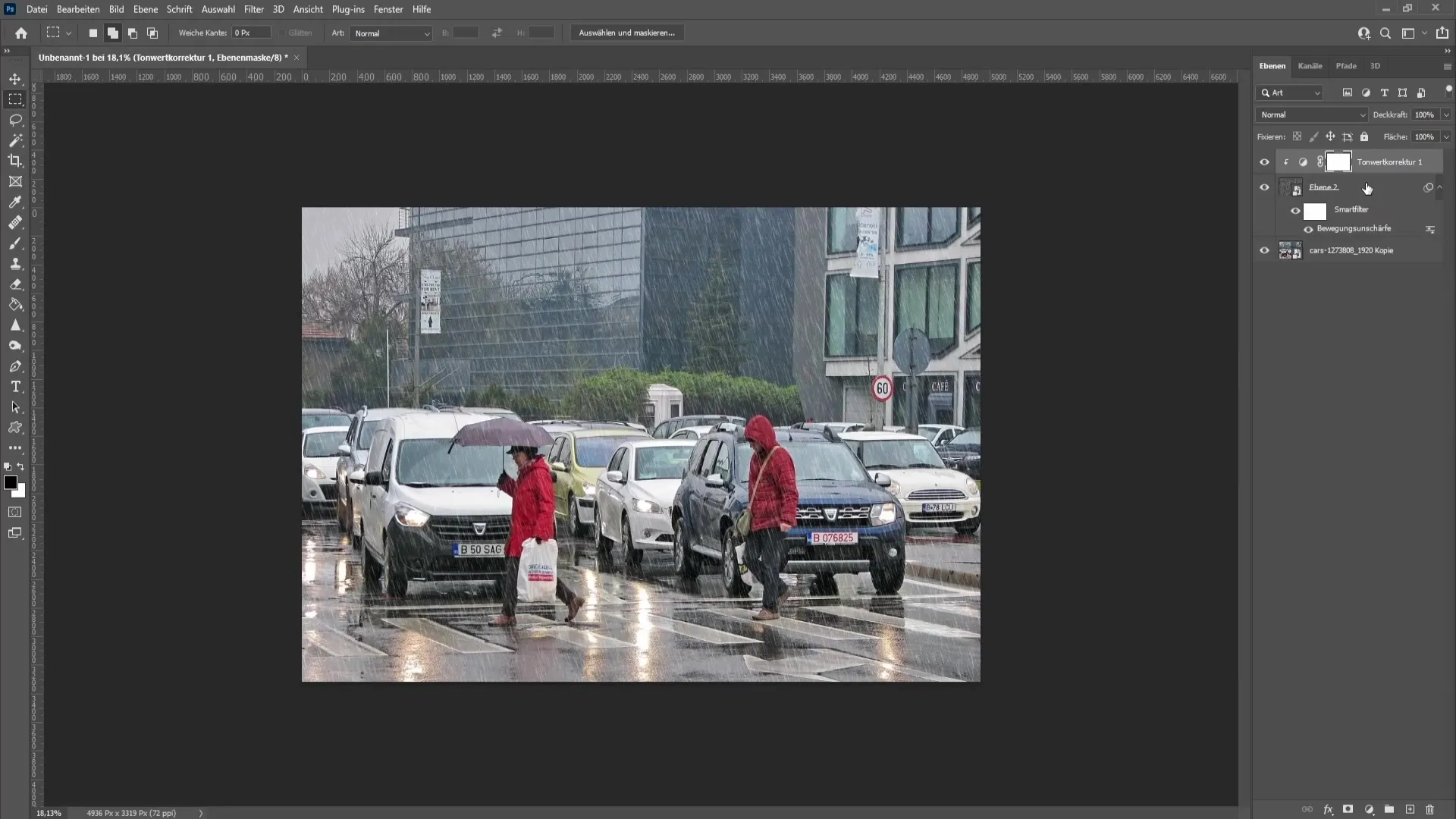 Create a realistic rain overlay in Photoshop