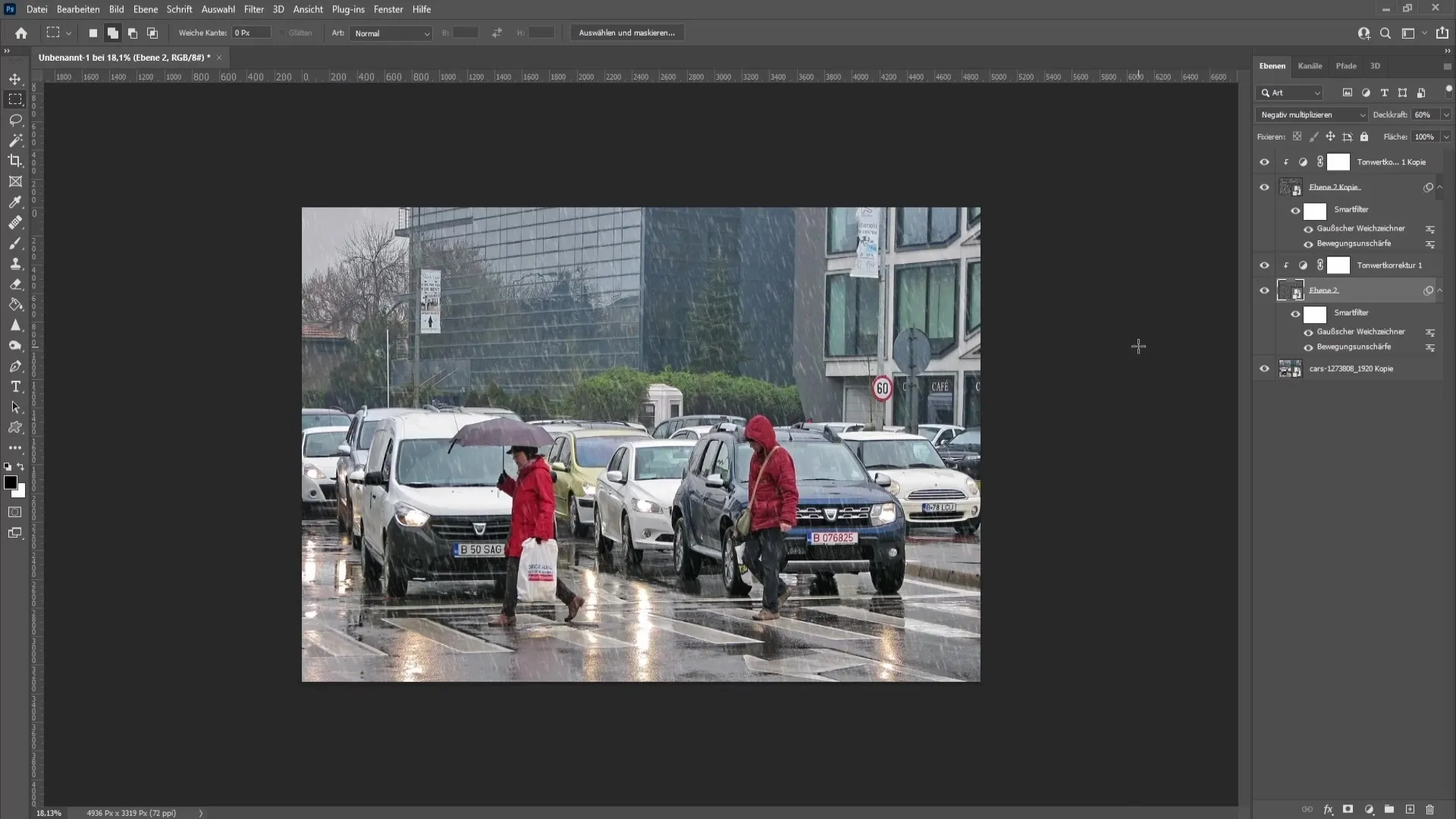 Create a realistic rain overlay in Photoshop