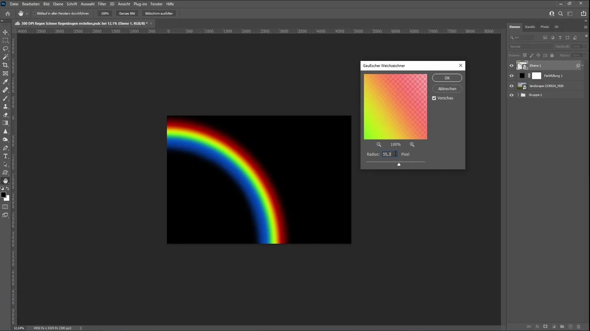 Create a realistic rainbow in Photoshop