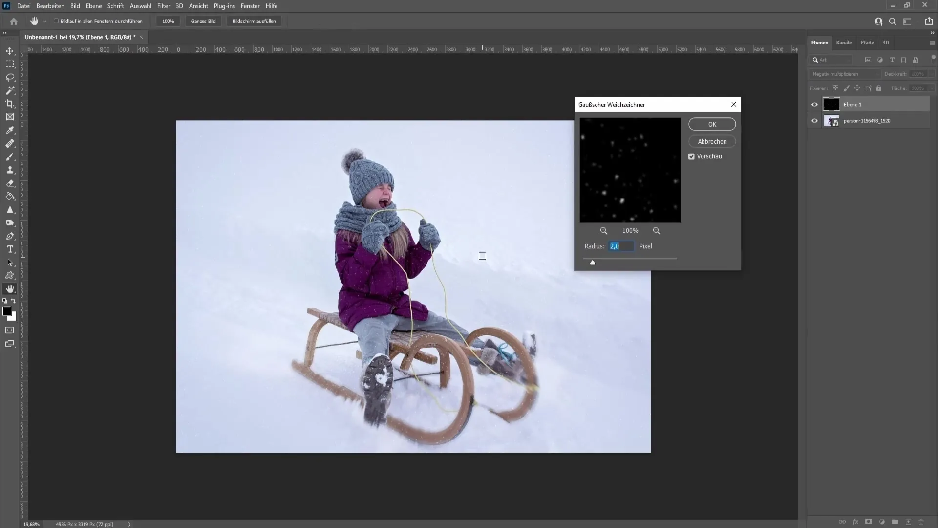 Creare della neve realistica su Photoshop