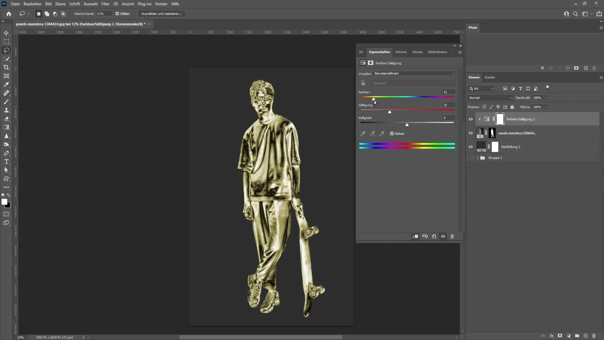 Create a golden statue in Photoshop - Step by step