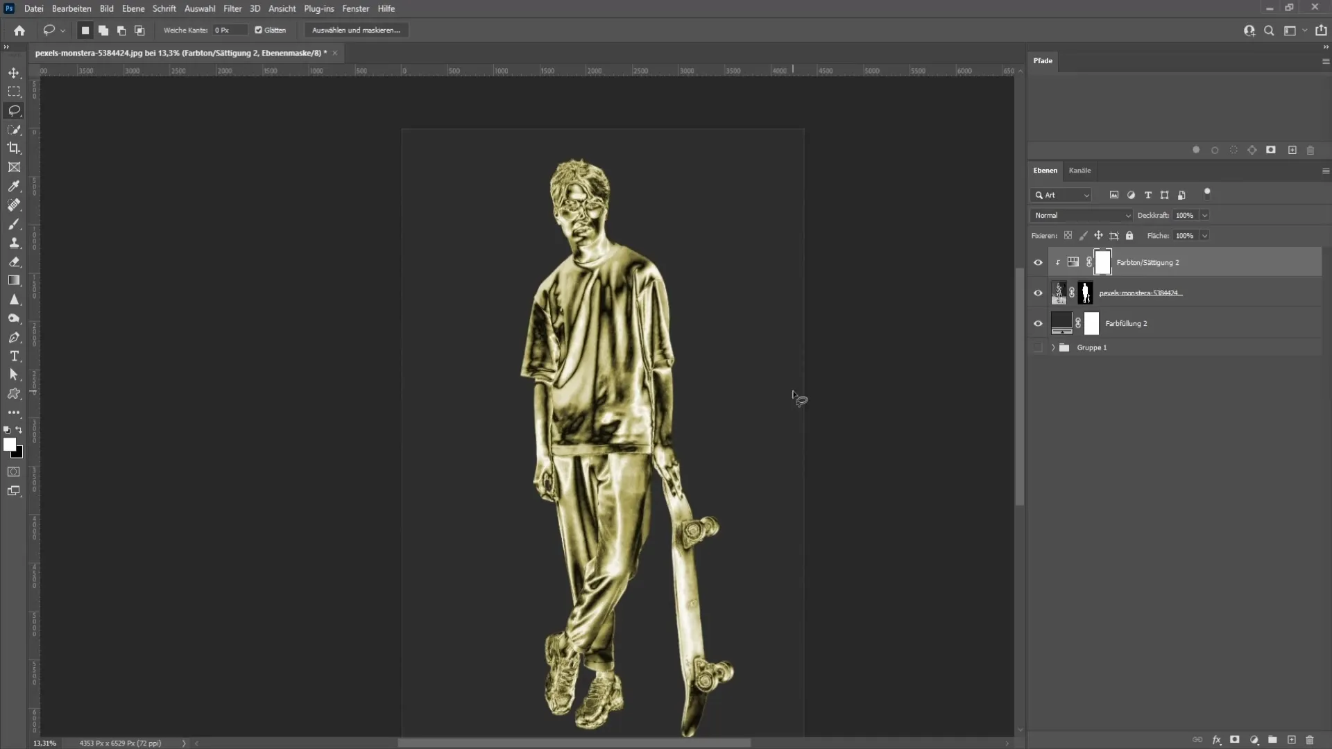 Crear estatua dorada en Photoshop - Paso a paso