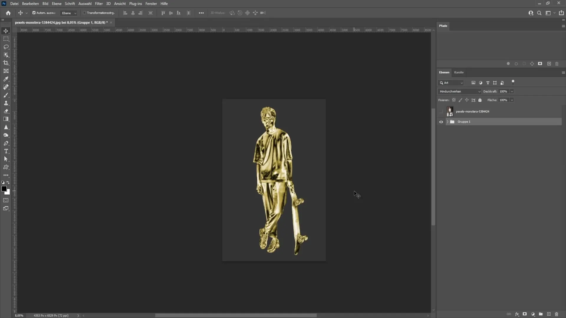 Crear estatua dorada en Photoshop - Paso a paso