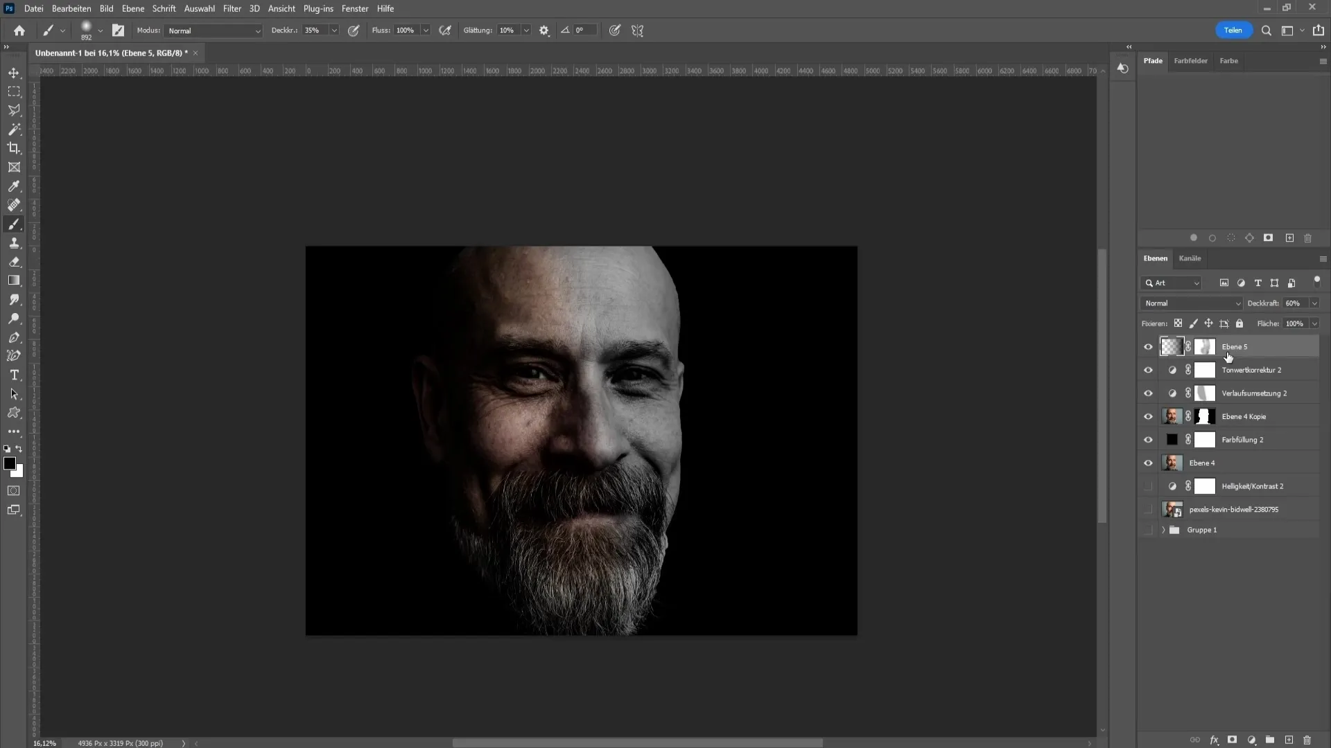 Efek dramatis low-key di Photoshop