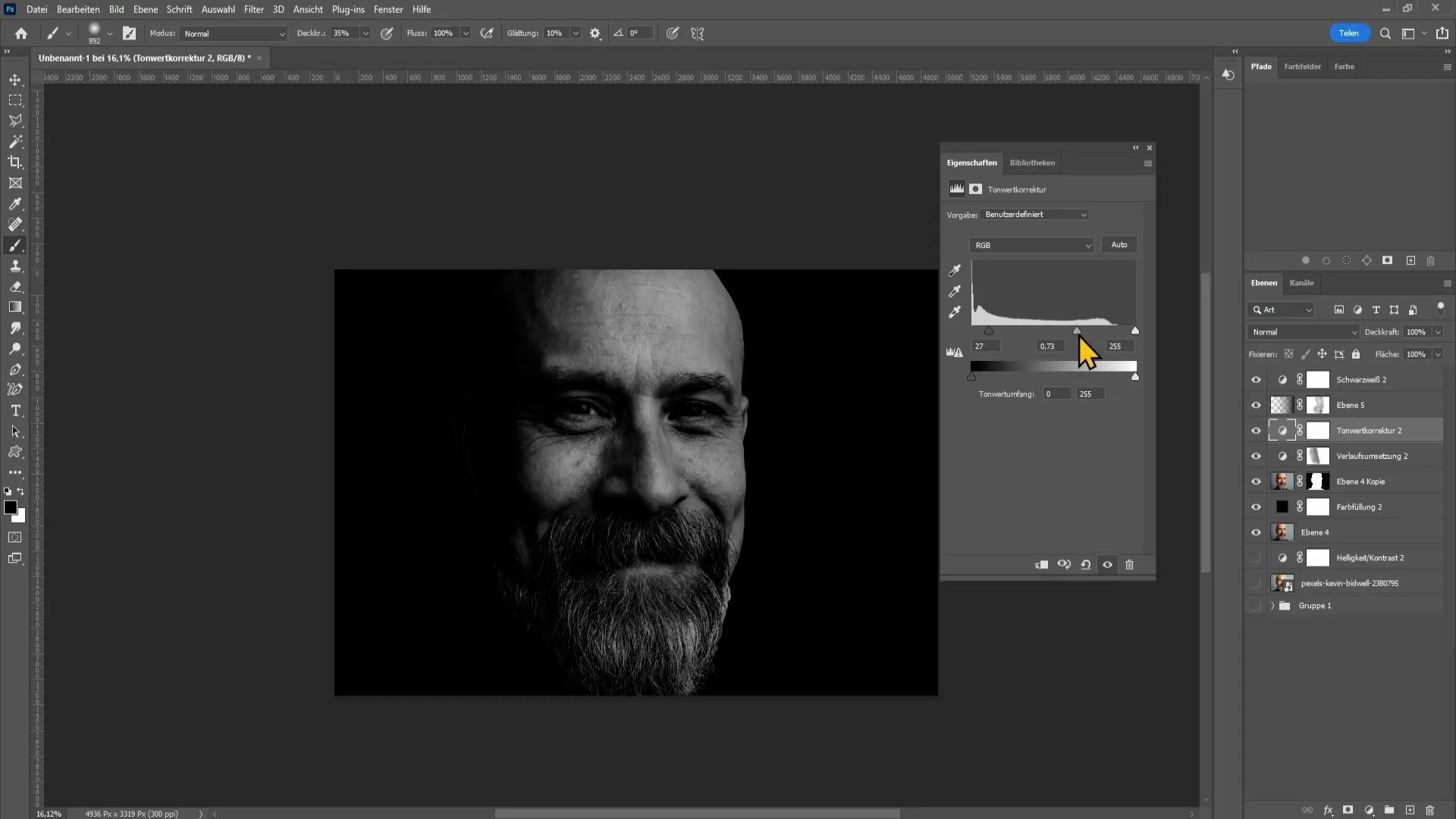 Dramatic low-key effect in Photoshop