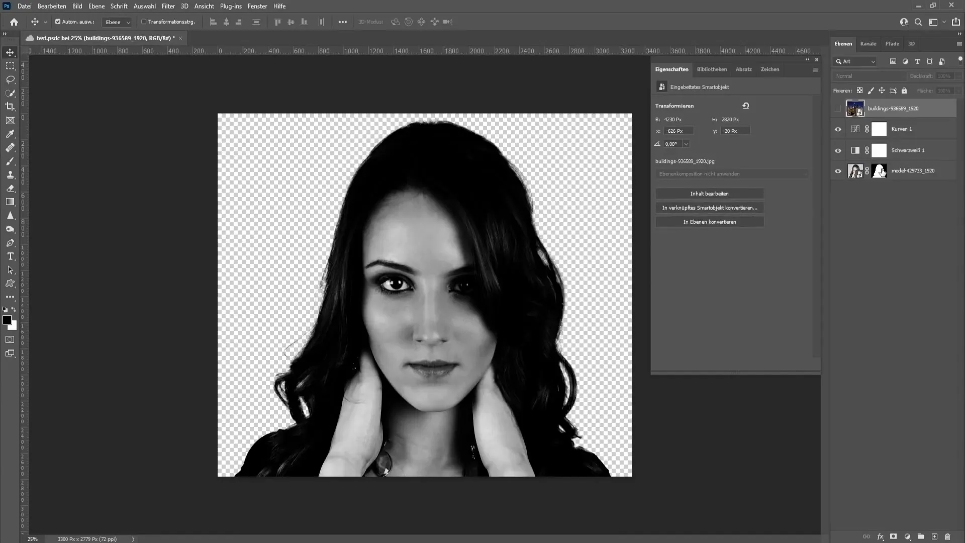 Menyisipkan dua gambar di Photoshop dengan mudah