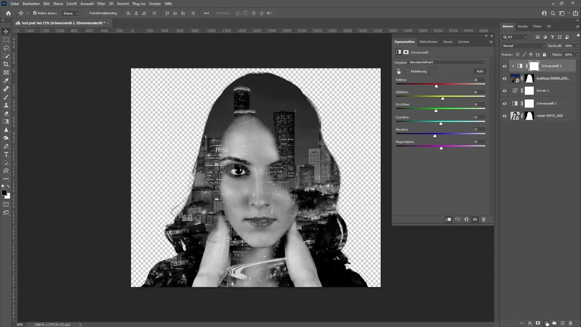 Penggabungan dua gambar di Photoshop jadi mudah