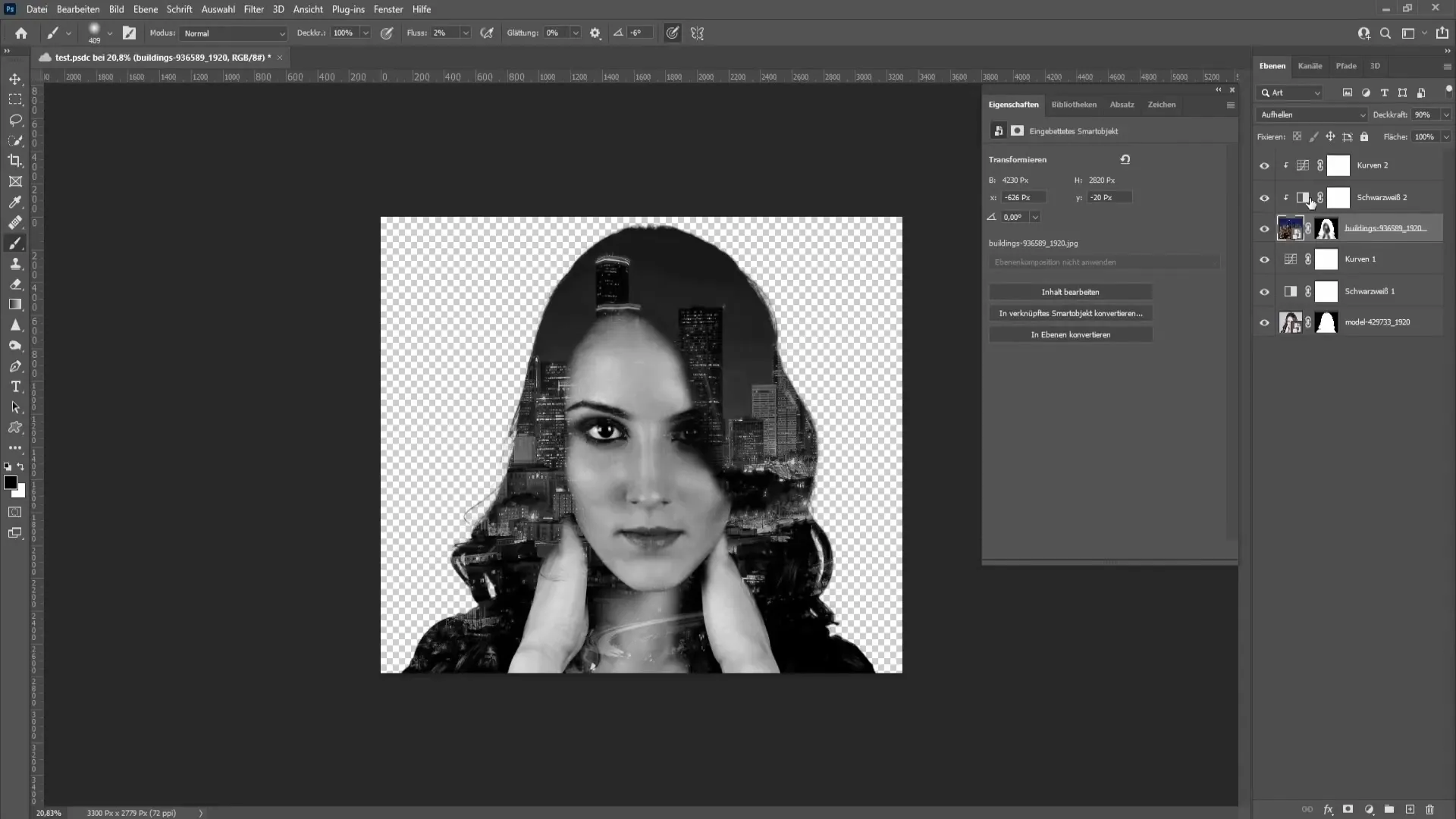 Penggabungan dua gambar di Photoshop menjadi sangat mudah