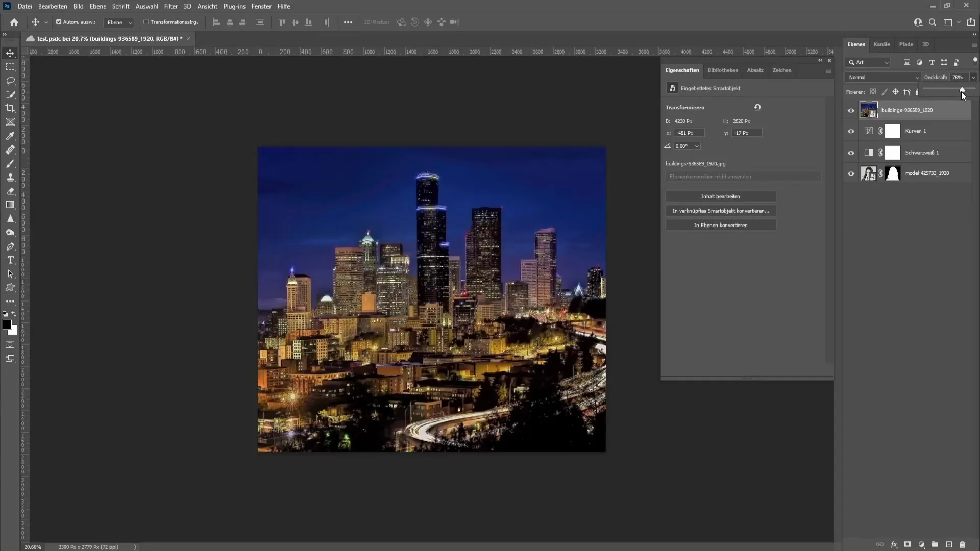 Overlap of two images in Photoshop made easy