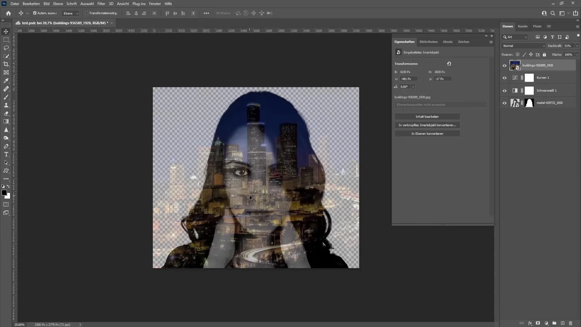 Penggabungan dua gambar di Photoshop menjadi mudah