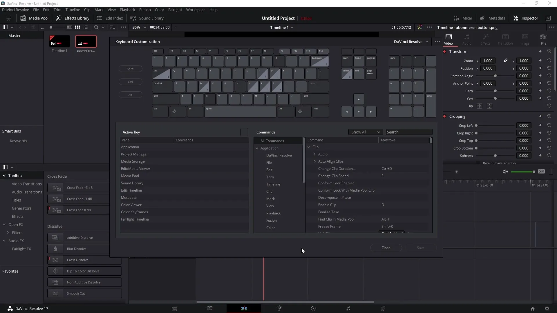 Configuration des raccourcis clavier dans DaVinci Resolve facilitée