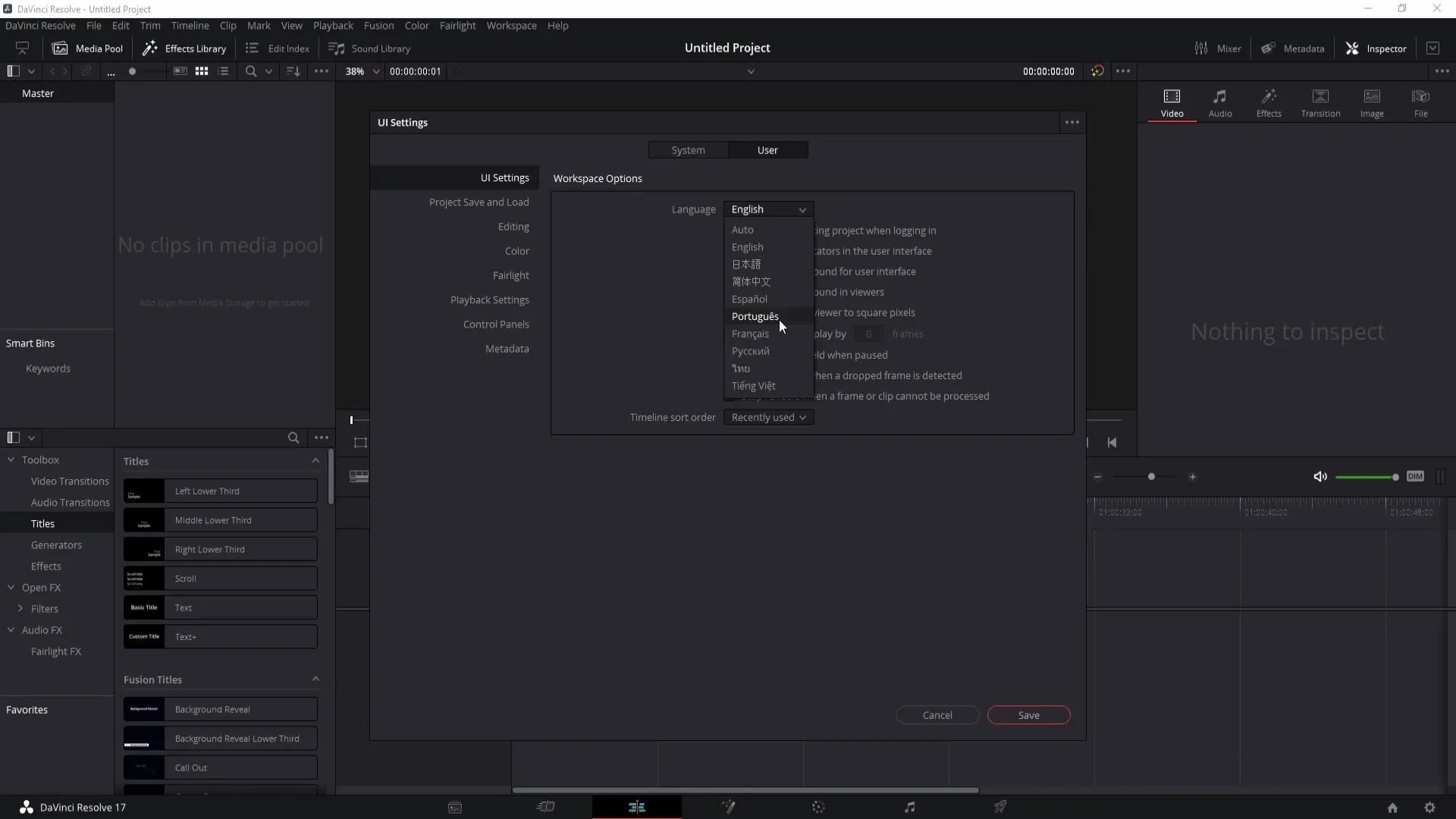 So you can change the language in DaVinci Resolve