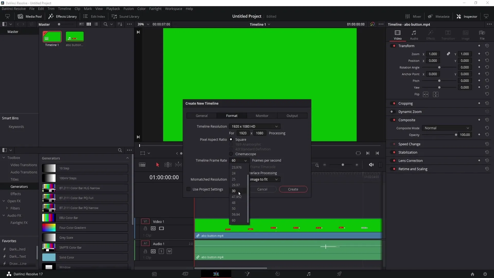 DaVinci Resolve: Adjusting framerate effectively