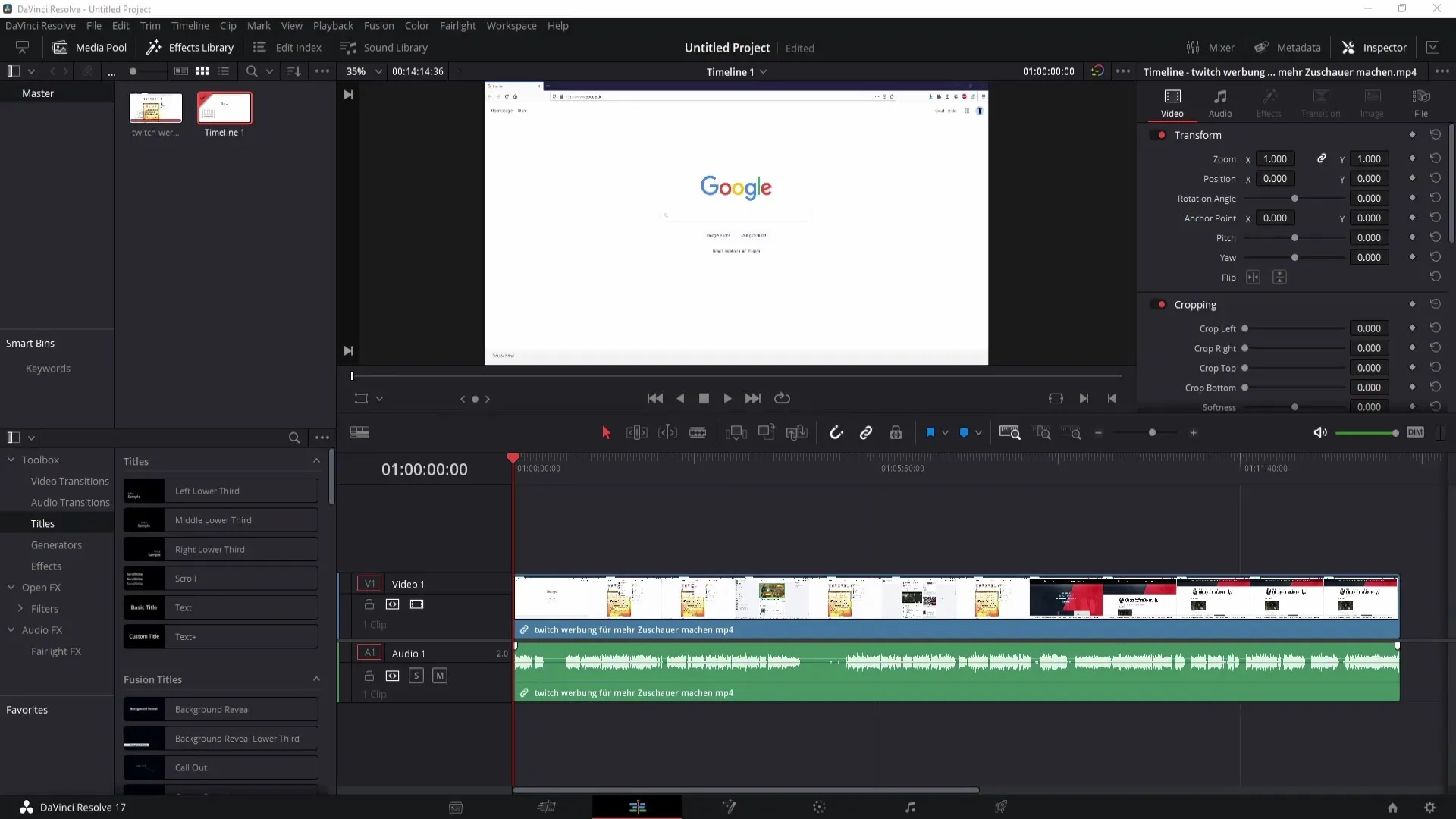 Instruktioner för att skapa ett 9-till-16-format i DaVinci Resolve