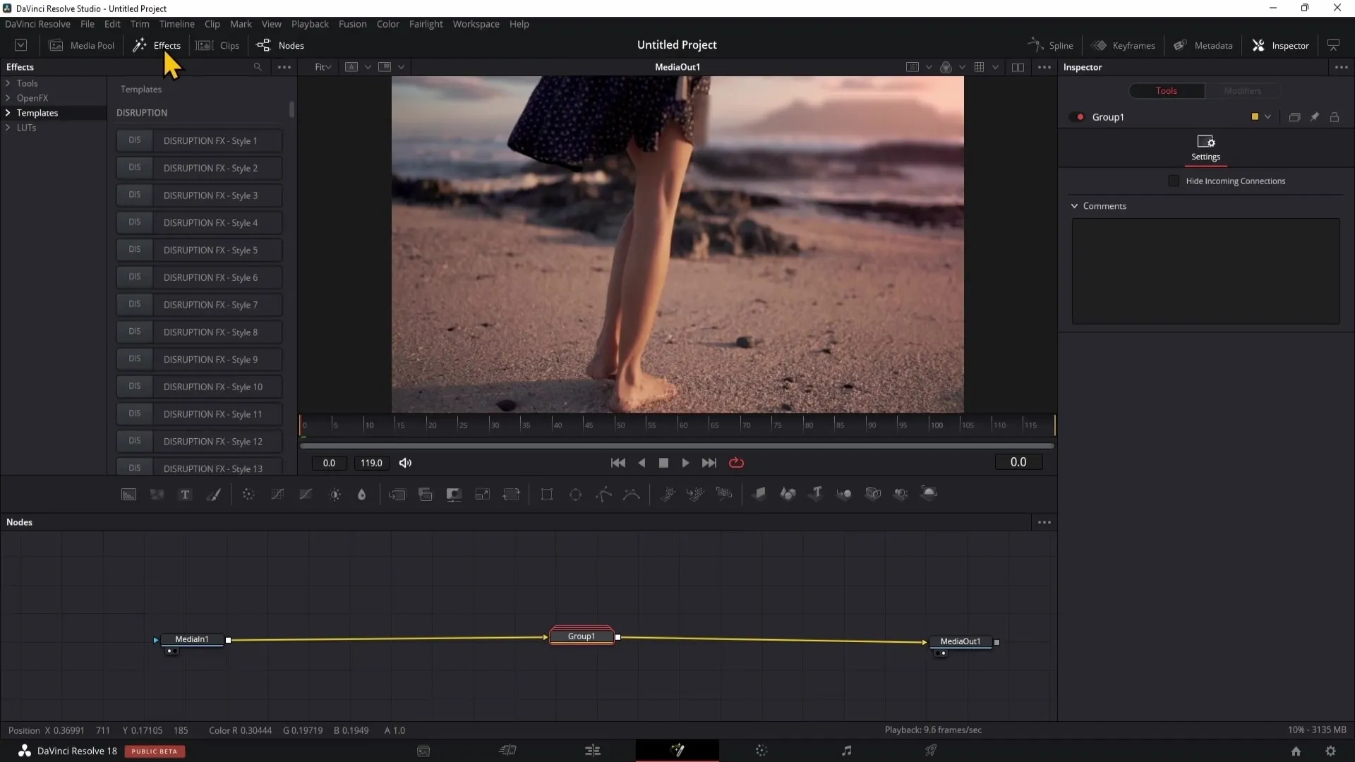 Grundprinciperna inom fusion-området i DaVinci Resolve