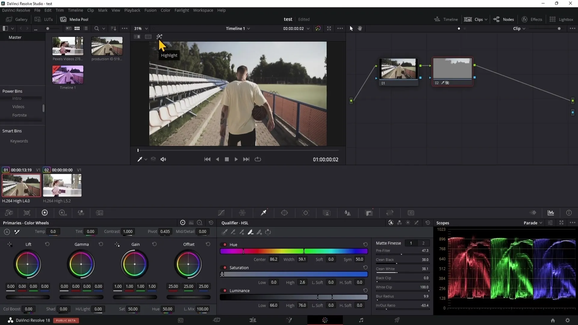 DaVinci Resolve Farbkorrektur mit dem Qualifier – Anleitung für Einsteiger