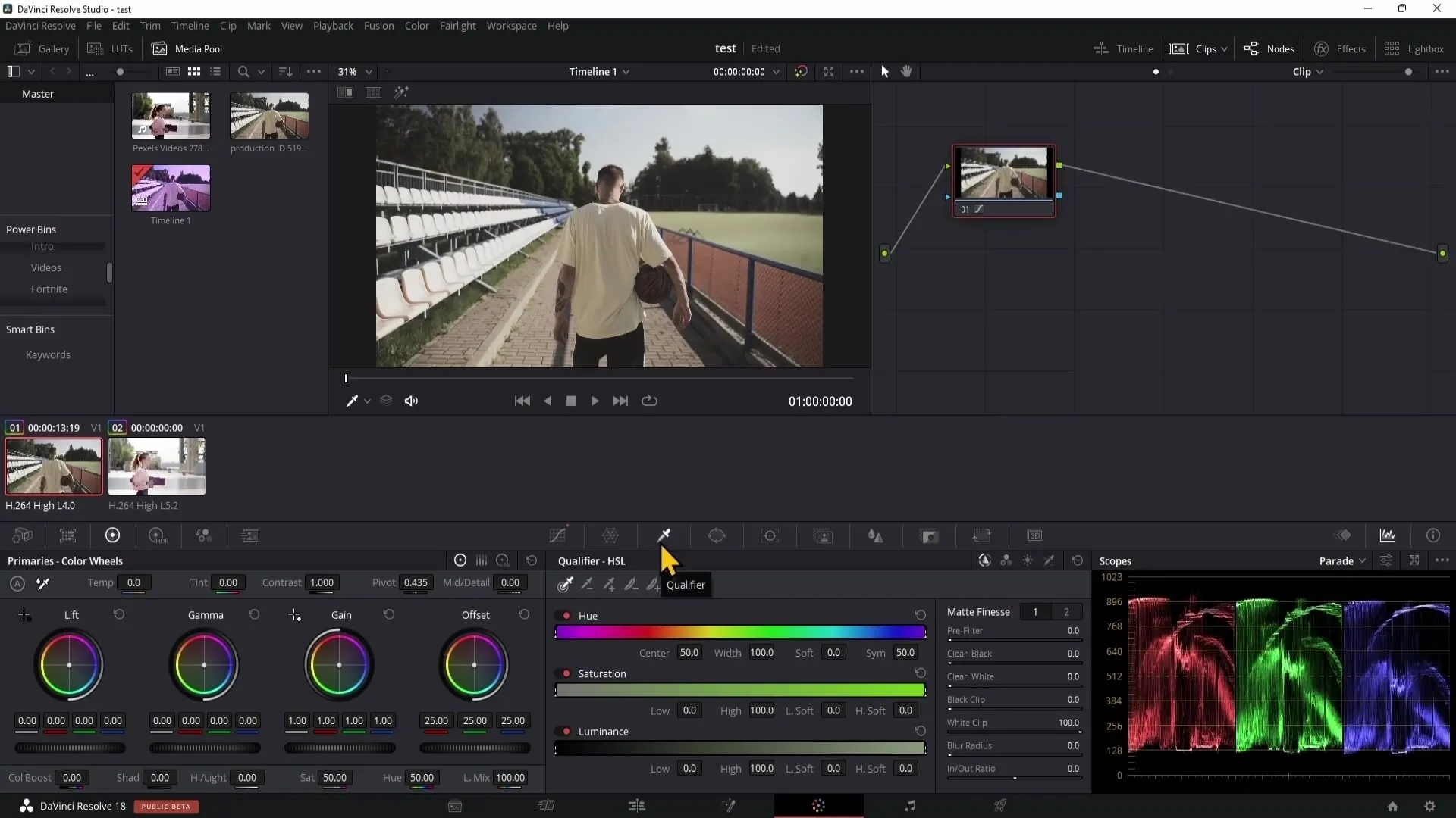 DaVinci Resolve Farbkorrektur mit dem Qualifier – Anleitung für Einsteiger