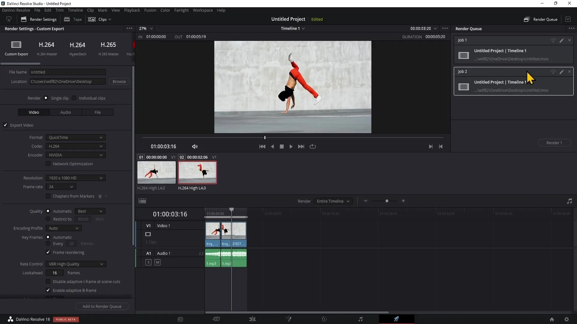 Effective working in the Deliver section of DaVinci Resolve