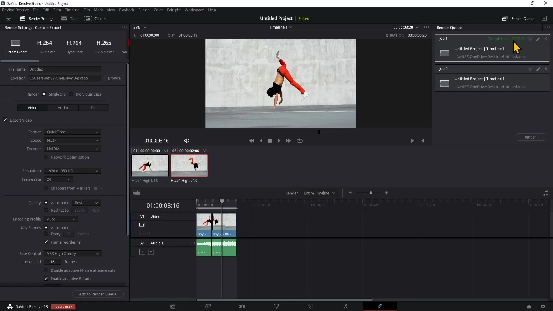 Effective working in the Deliver tab of DaVinci Resolve