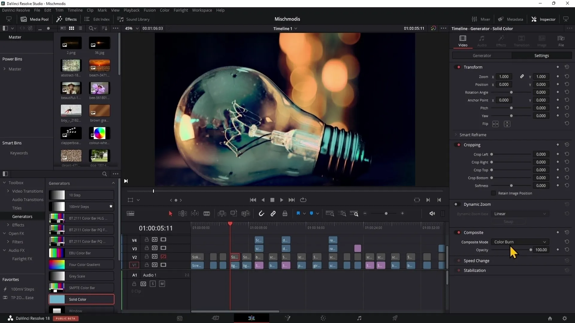 DaVinci Resolve : Utilisation des modes de composition (première partie)