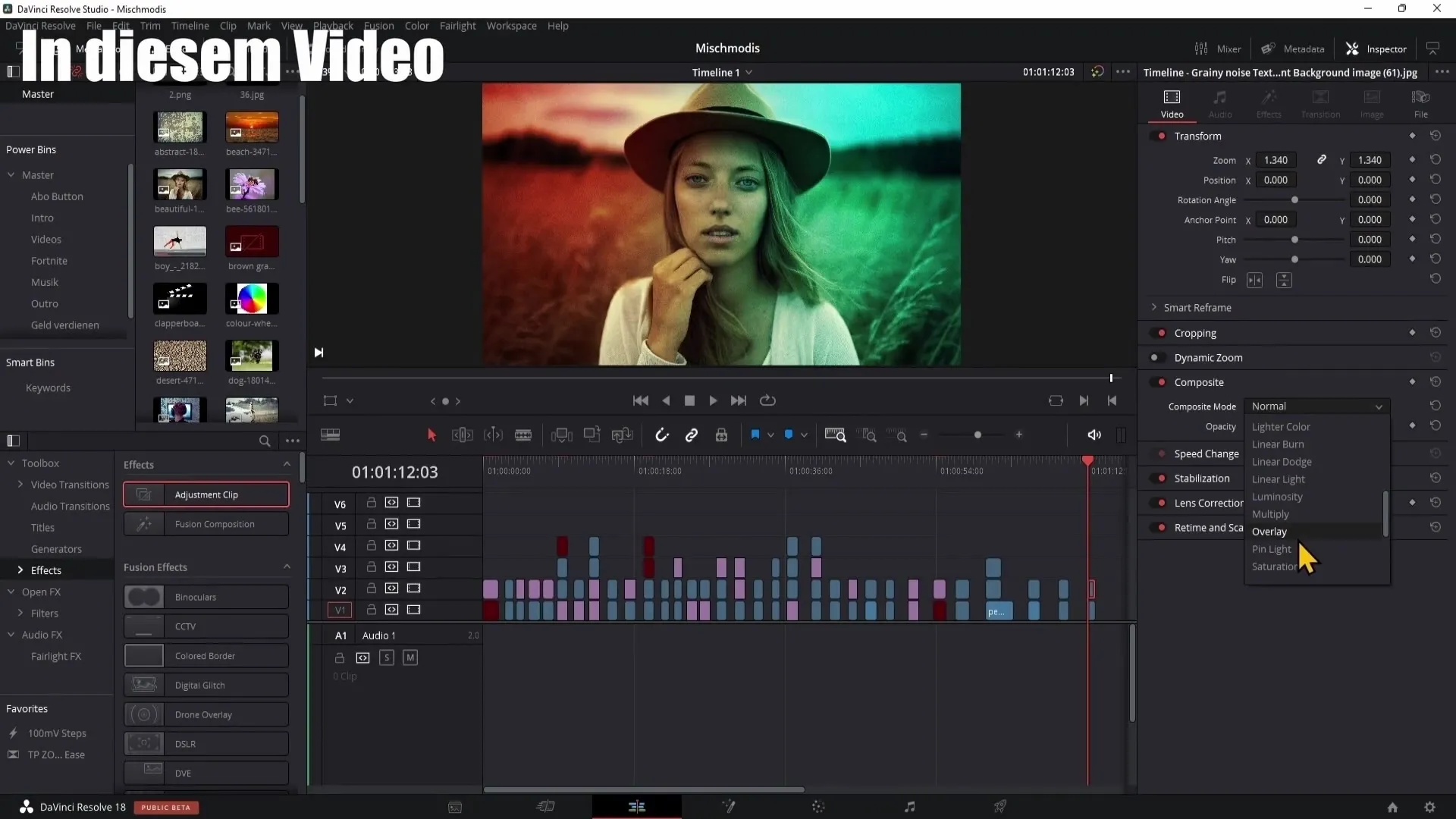 DaVinci Resolve : Utilisation des modes de composition (première partie)