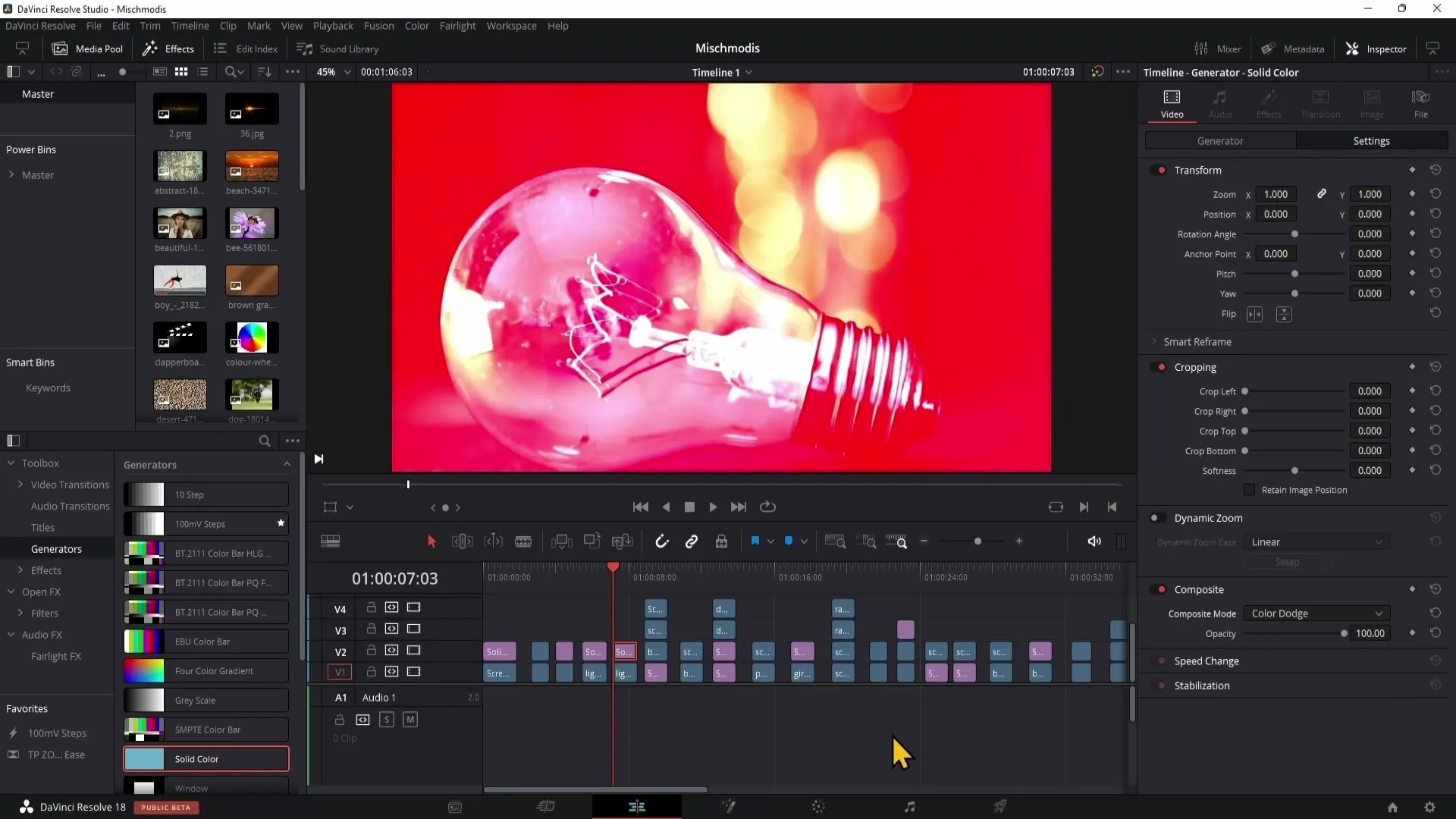 DaVinci Resolve: Penggunaan Mode Gabungan (bagian pertama)