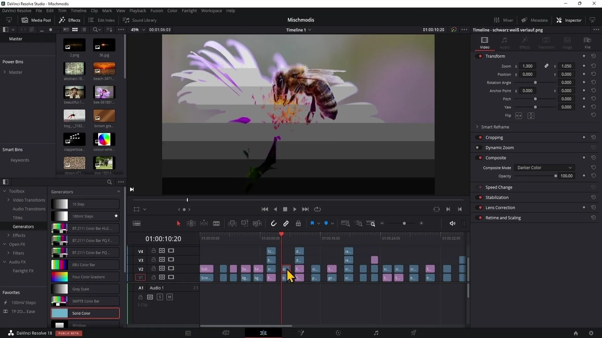 DaVinci Resolve: Penggunaan Mode Komposit (bagian pertama)