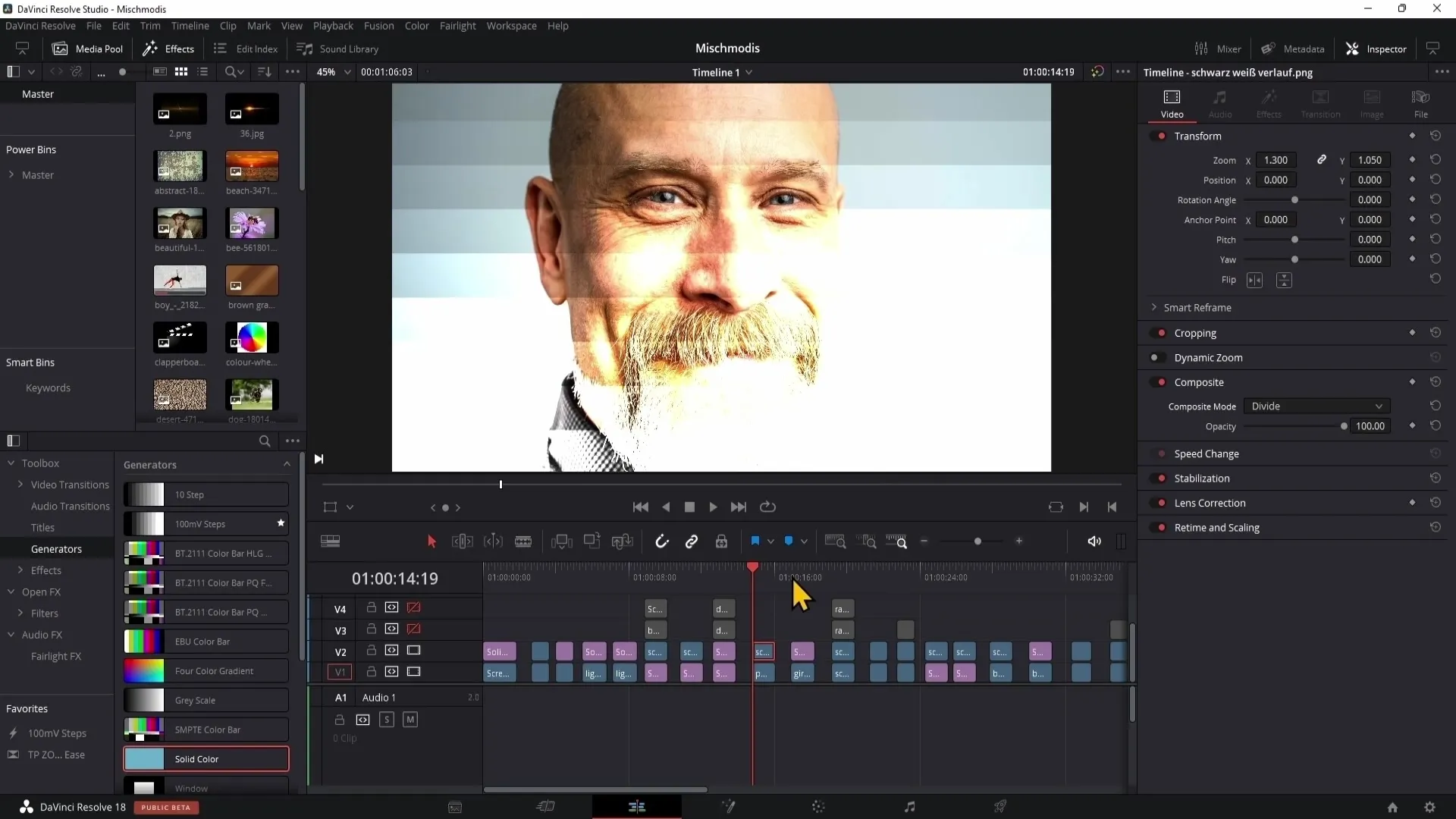 DaVinci Resolve: Penggunaan Mode Komposit (bagian pertama)