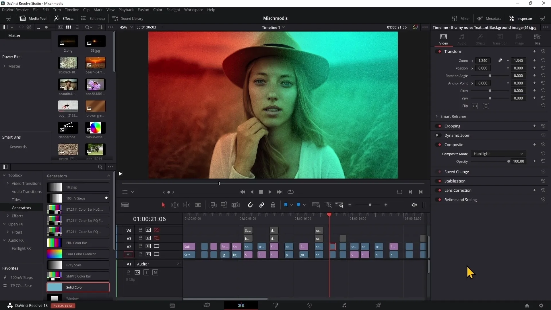 DaVinci Resolve: Mixing modes for creative color corrections