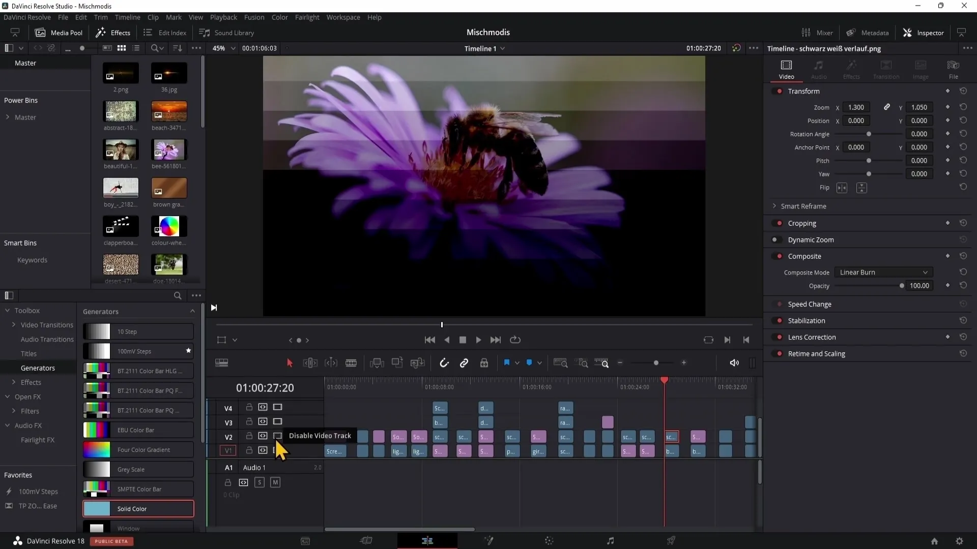 DaVinci Resolve: Mixing modes for creative color corrections