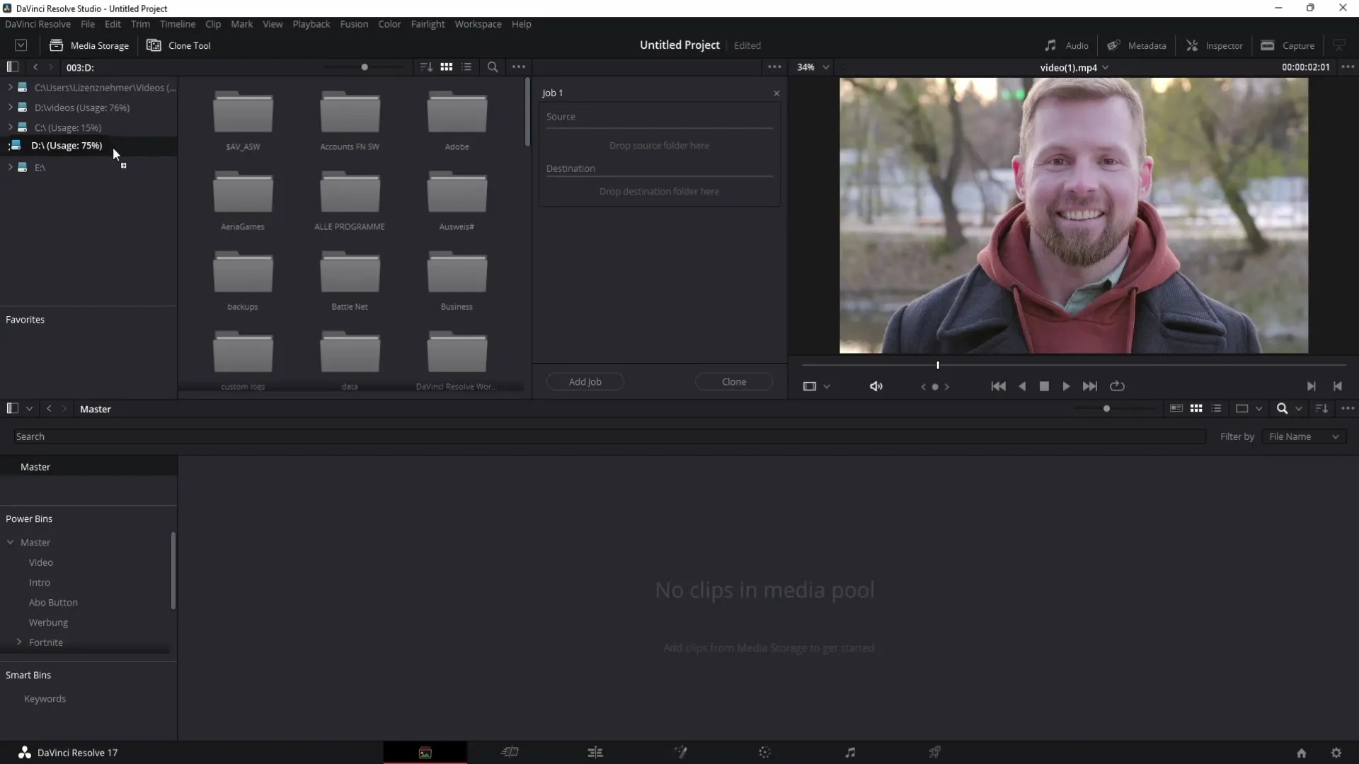 Membuat backup file yang aman di DaVinci Resolve