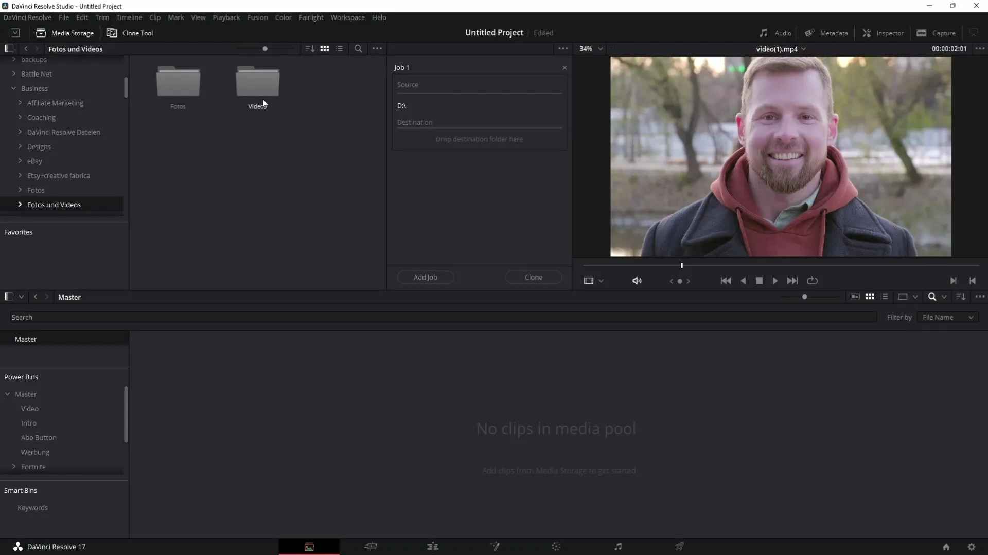 Drošas failu dublējuma kopijas izveide programmā DaVinci Resolve