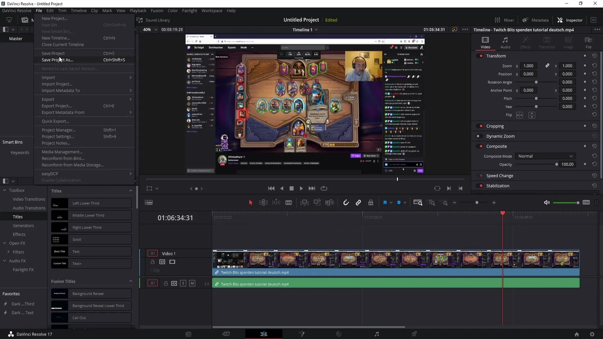 Menyimpan proyek di DaVinci Resolve - Panduan sederhana