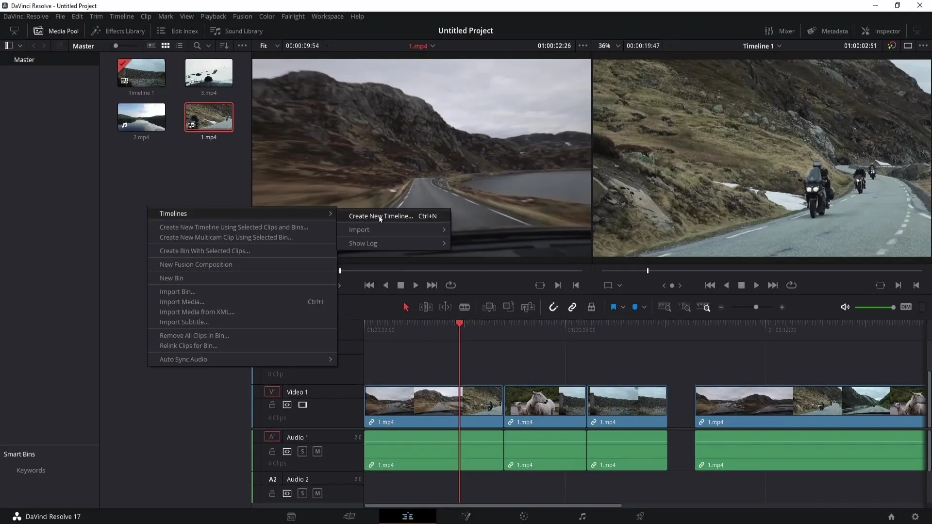 Penggunaan timeline yang efektif dalam DaVinci Resolve