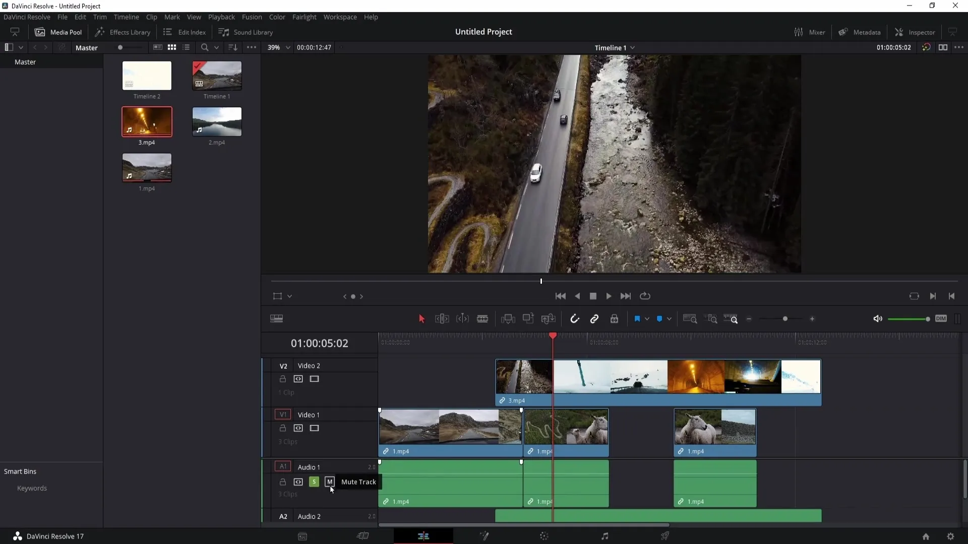 Utilizzo efficace della timeline in DaVinci Resolve