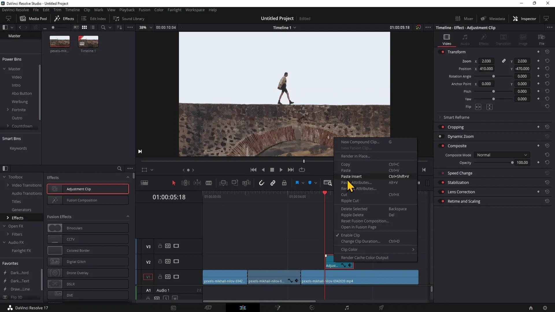 DaVinci Resolve - The optimal use of adjustment clips