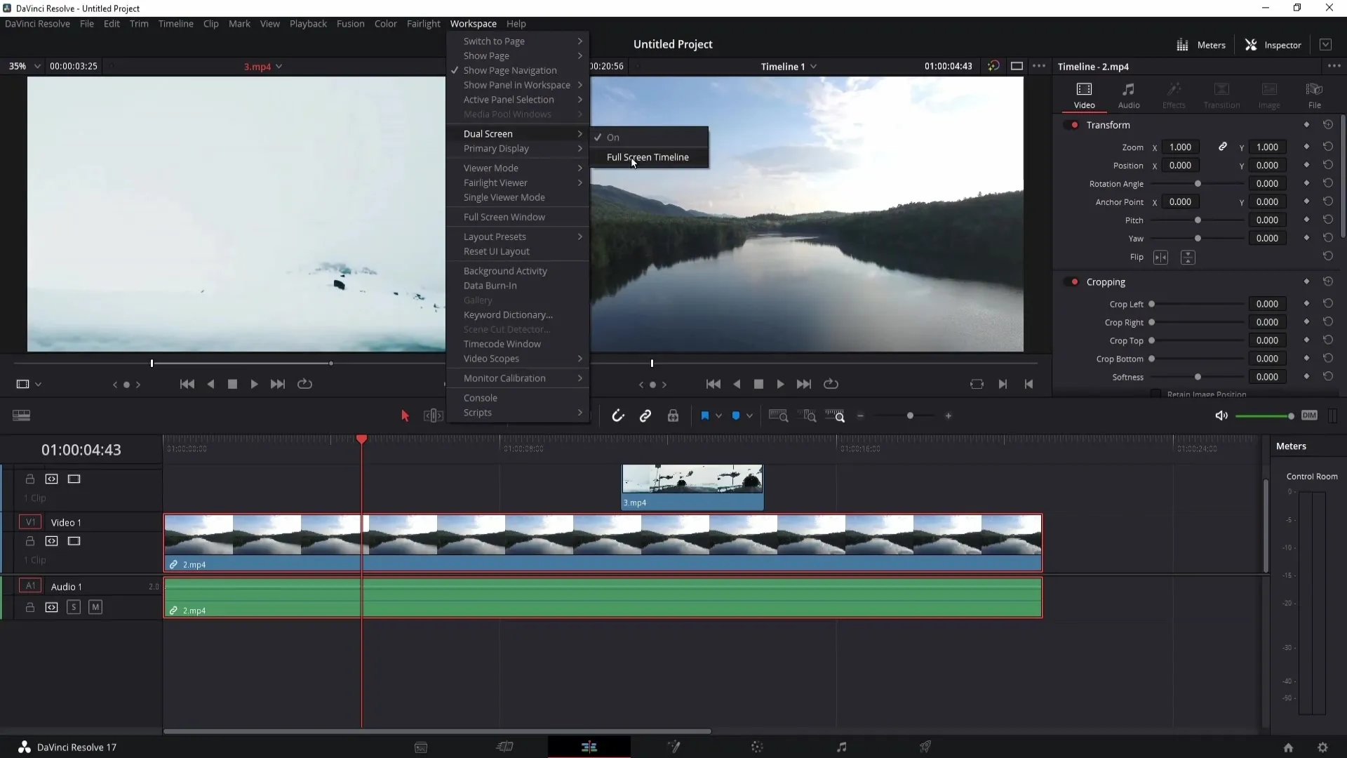 Efficient working with the dual screen in DaVinci Resolve