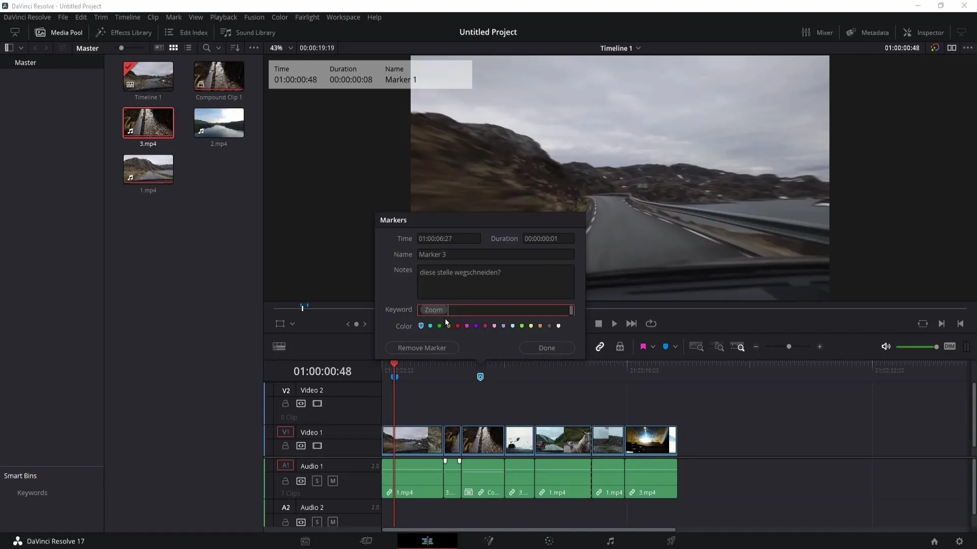 DaVinci Resolve: Efficient use of flags and markers