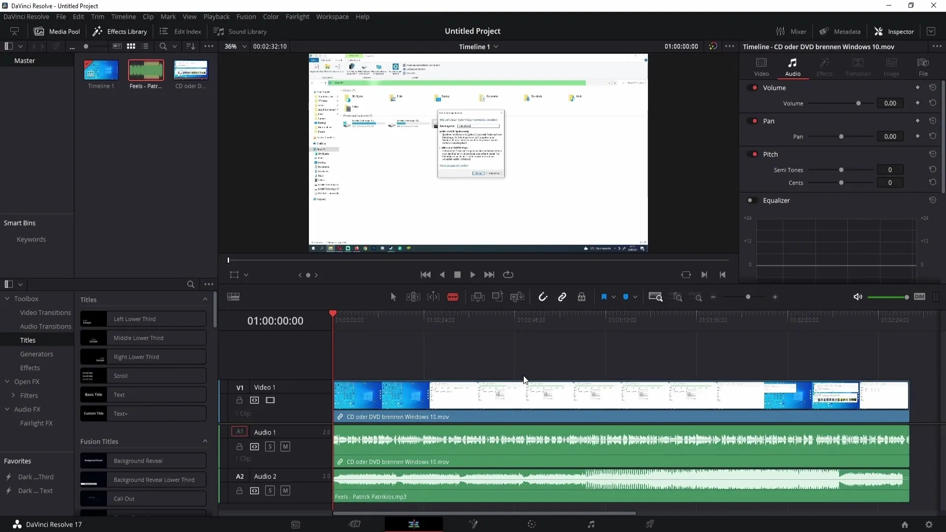 Musik in DaVinci Resolve hinzufügen und bearbeiten