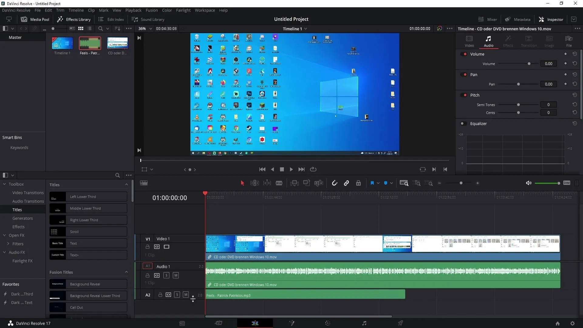 Musik in DaVinci Resolve hinzufügen und bearbeiten