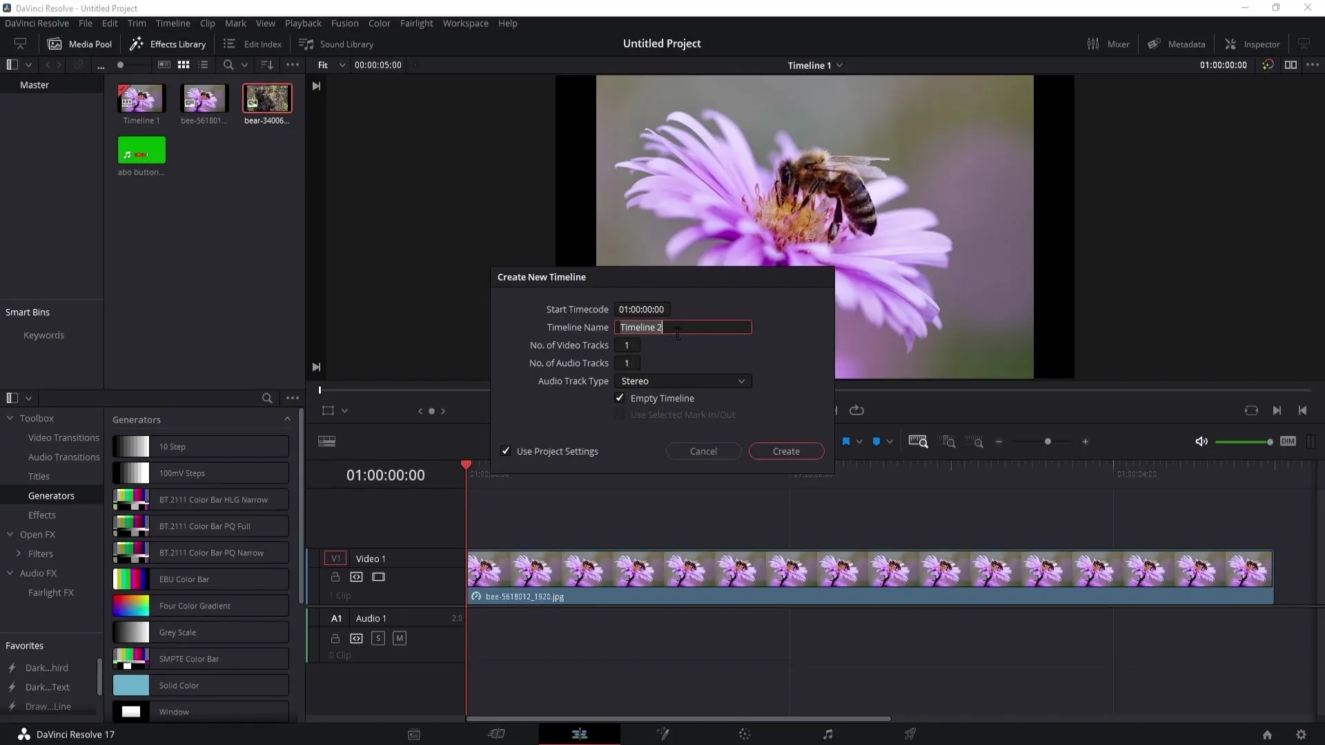 DaVinci Resolve: Panduan langkah demi langkah untuk membuat timelines