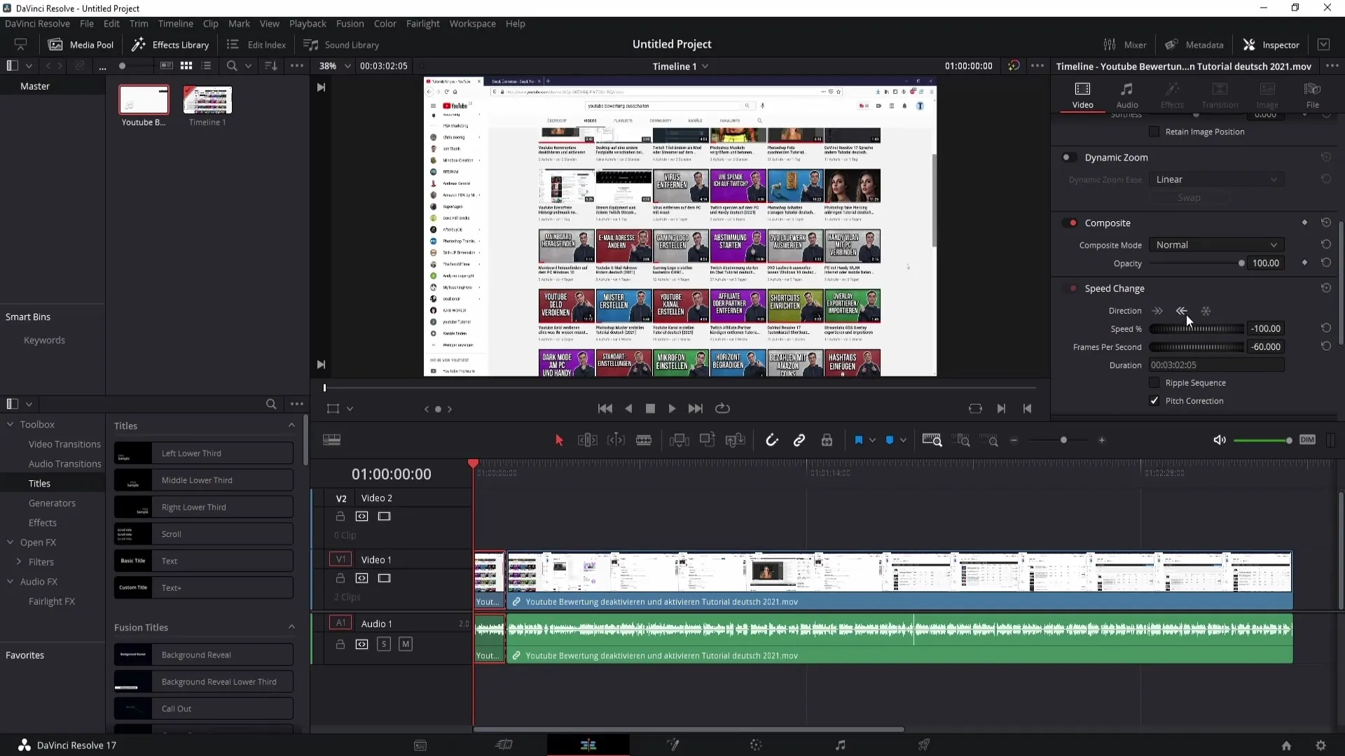 Videos in DaVinci Resolve Rückwärts Abspielen – Einfache Anleitung