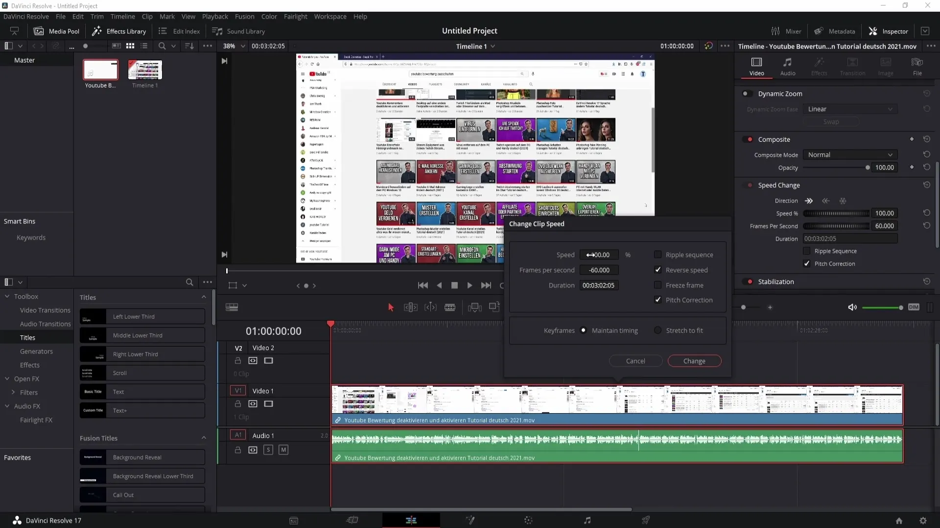 Videoklipu atskaņošana pretēji DaVinci Resolve - Vienkāršas instrukcijas