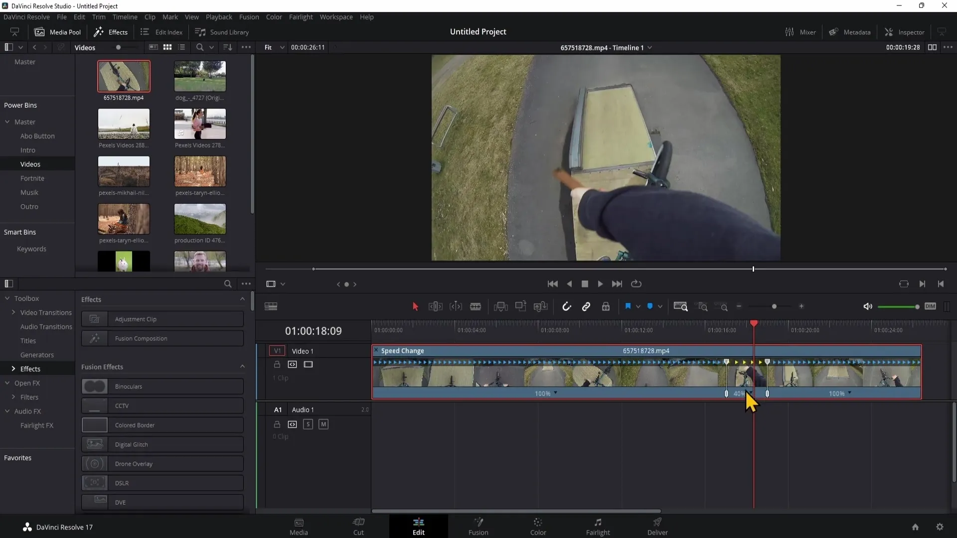 Instructions pour utiliser les commandes de Retime dans DaVinci Resolve