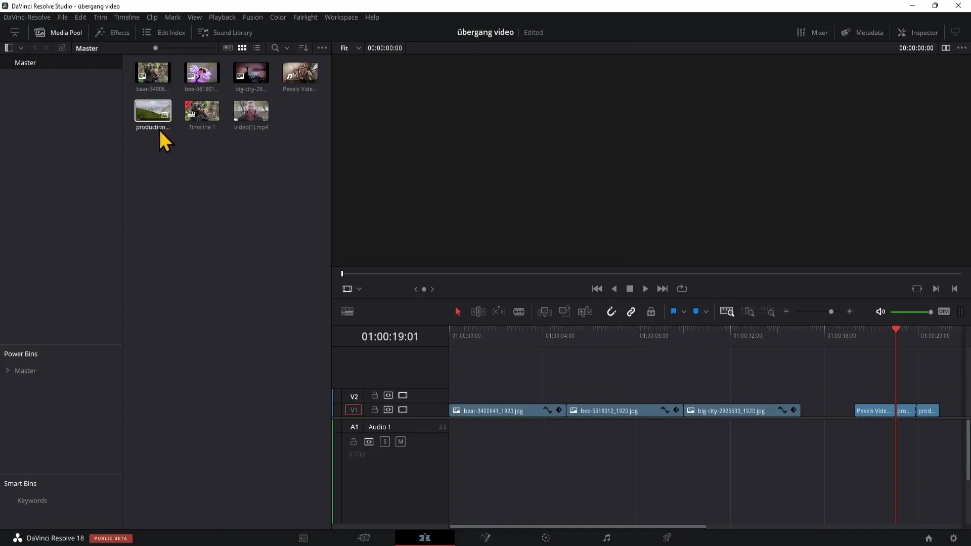 Bekerja kreatif dengan DaVinci Resolve: Penyisipan transisi dengan mudah