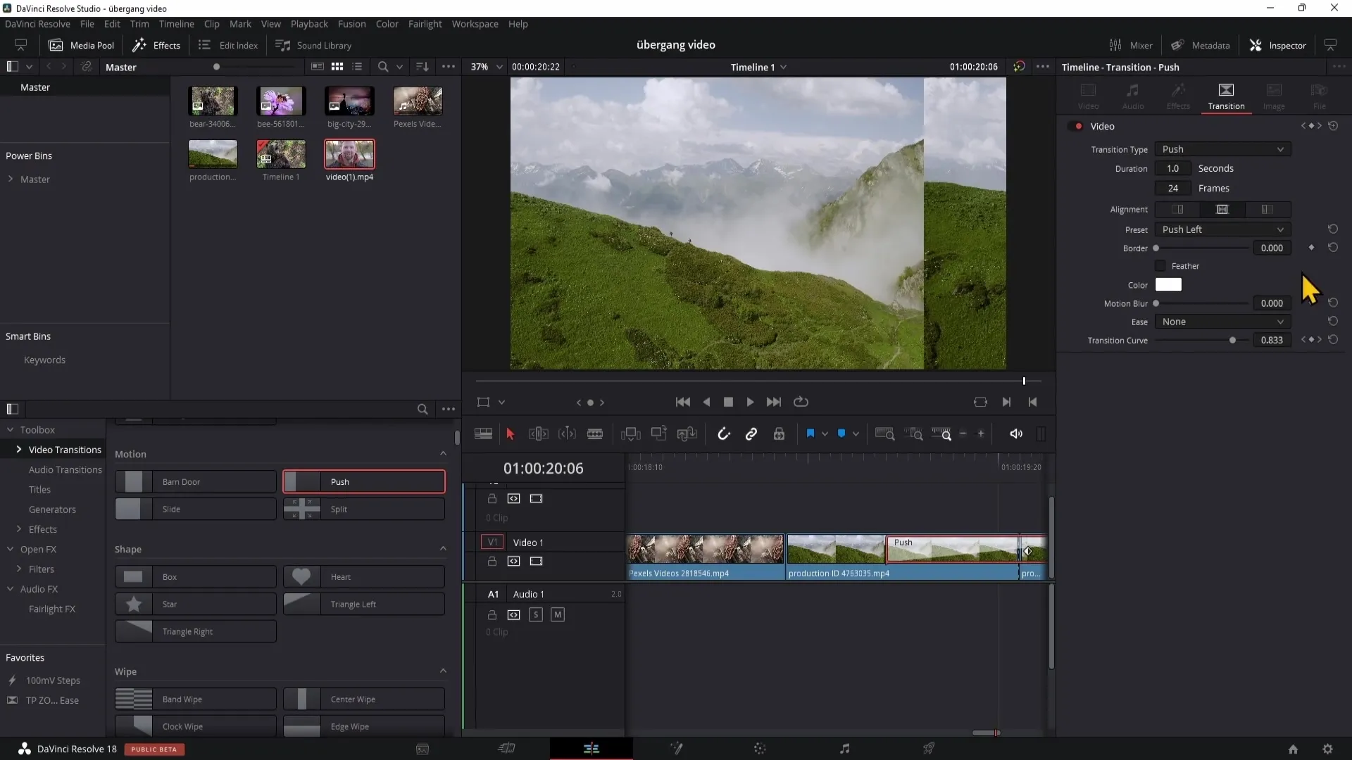 Working creatively with DaVinci Resolve: Transitions easily inserted